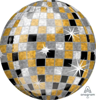 XL Folienballon Orbz - Disco-Kugel, gold - ø 40cm